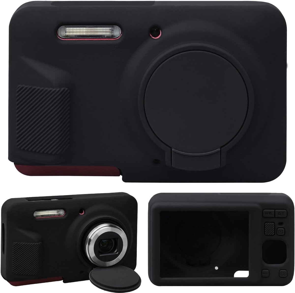 SnelShoppen - Silicone Camera Case voor Digitale Camera, Perfecte Pasvorm voor Kodak PIXPRO FZ55, Zacht Siliconen Materiaal, Afneembare Lenscover, Zwa