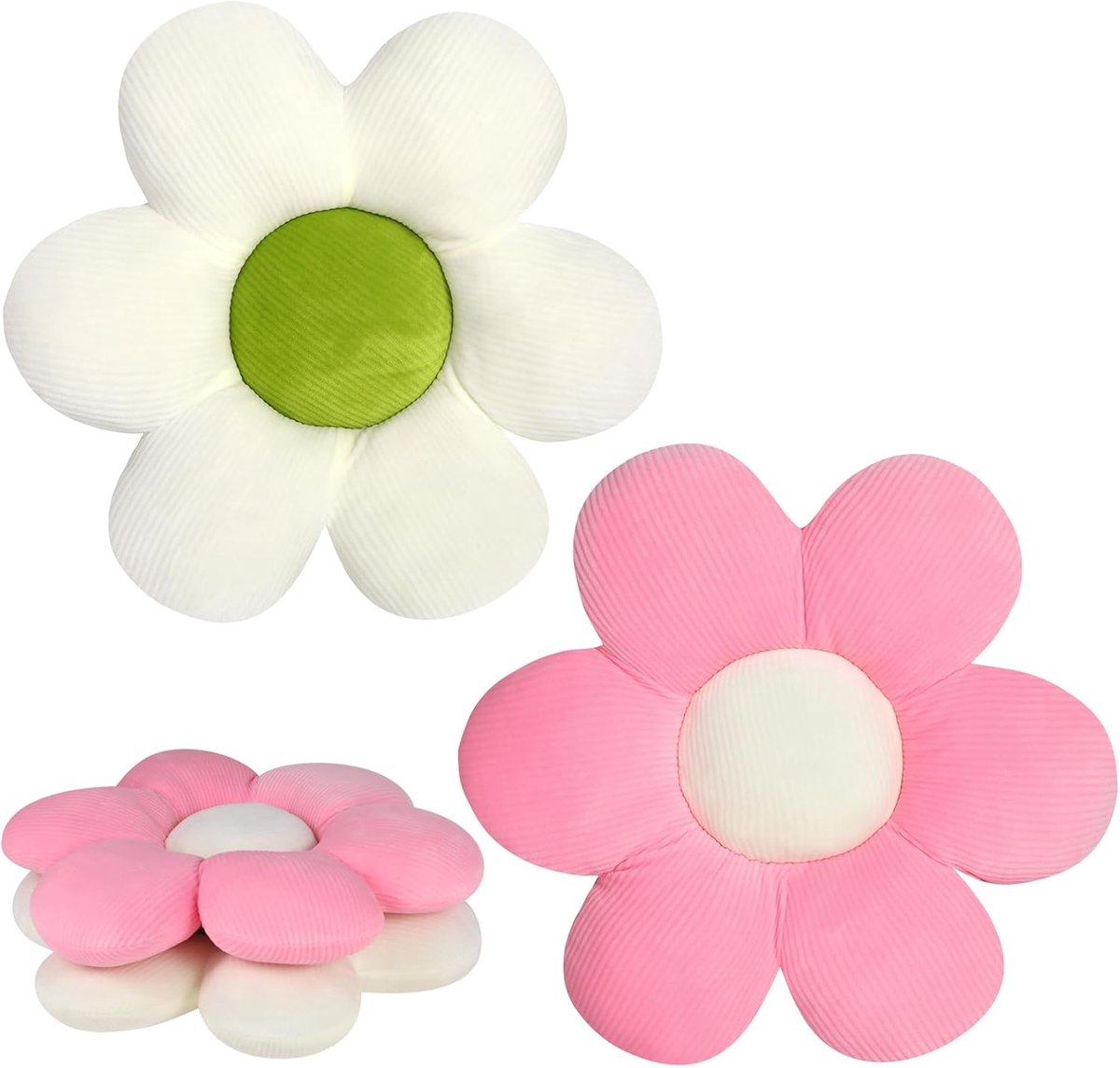 Kussens met bloemen, 40 cm, kussens in bloemenvorm, vloerkussen, bloem, schattig, zacht kussen met bloemblaadjes voor thuis, bank, auto, 2 stuks (lichtroze)