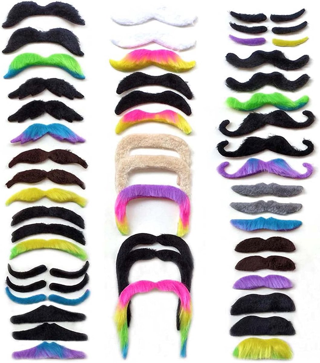 Snor om op te plakken, 16 verschillende soorten valse baard, zelfklevende snor set, voor verschillende feesten, maskerades, carnaval