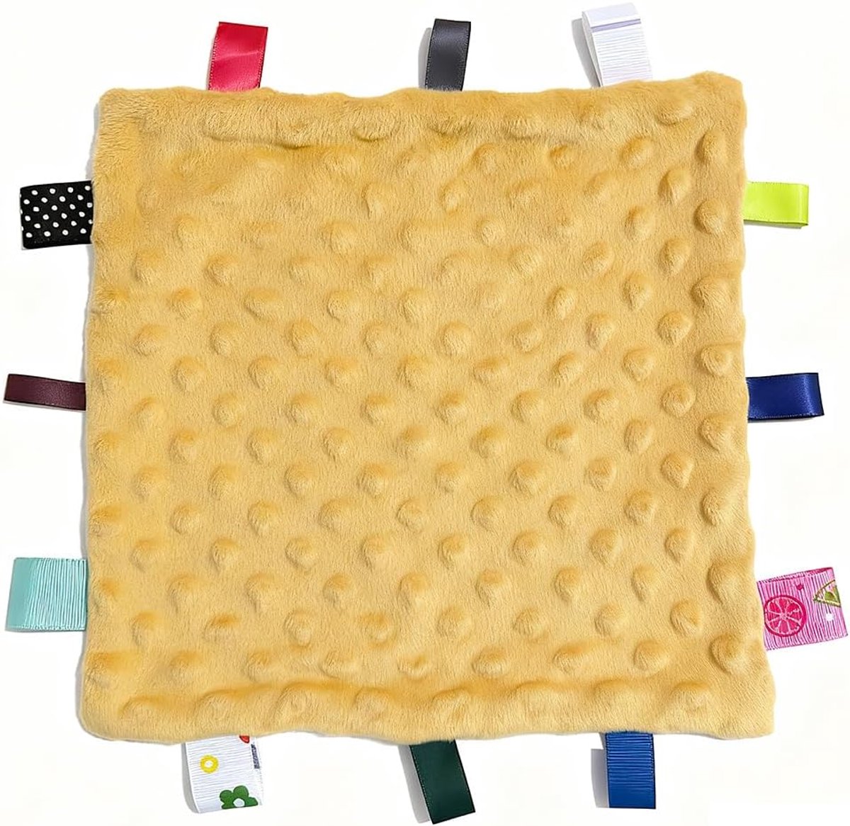 verstrooiende veiligheidsdeken, zachte comfortabele deken met label voor pasgeboren en baby meisje jongen, beste cadeau pluche speelgoed - geel