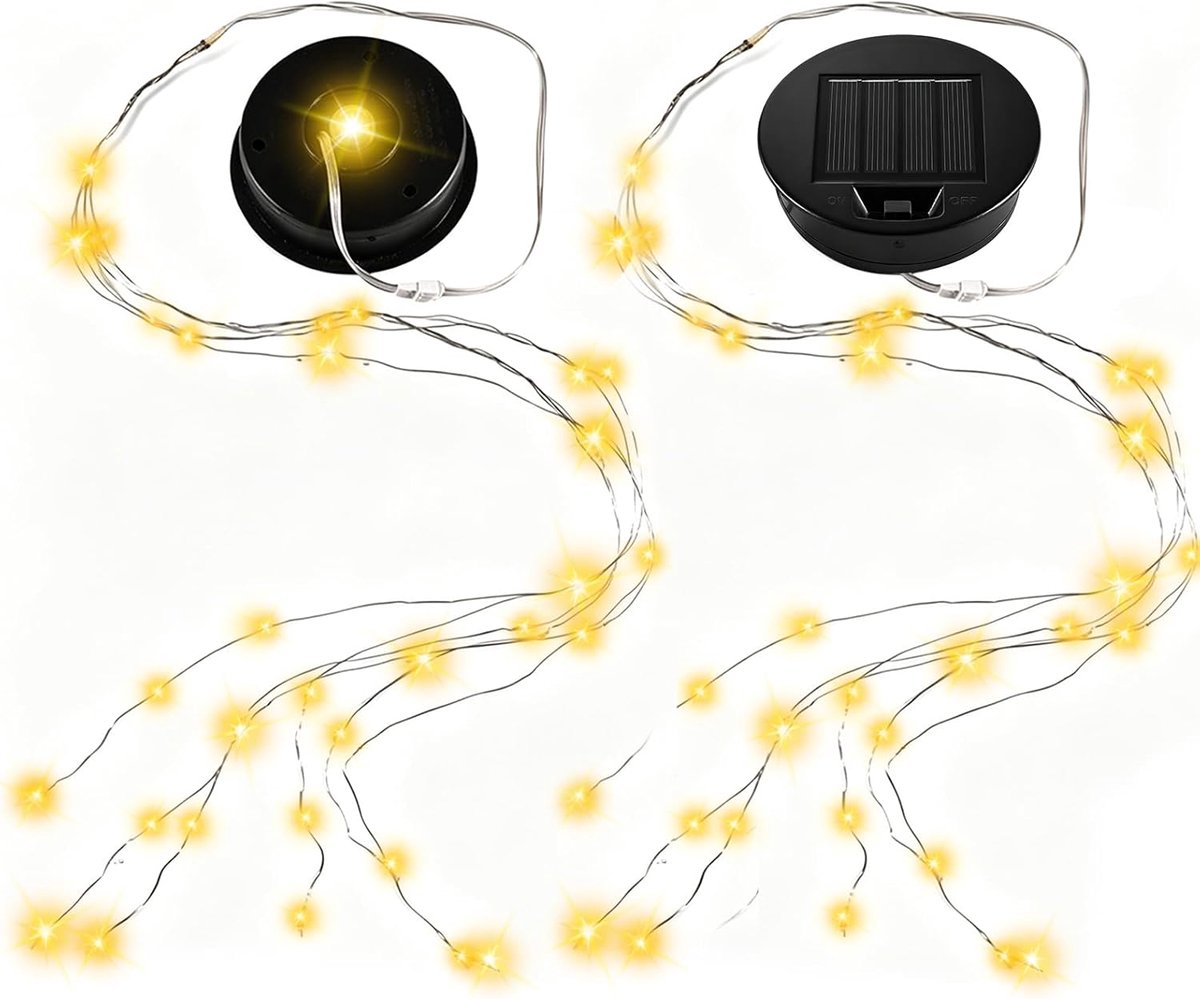 2 stuks reservelampen op zonne-energie met warmwitte lichtkettingen voor gieter op zonne-energie, 8,5 cm zonne-batterijbox, zonneverlichting, zonnepaneel, reserveonderdeel voor doe-het-zelf