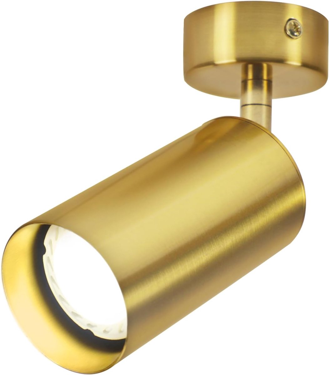 Led-plafondlamp, inbouwspot, GU10 (lamp inbegrepen) koperkleurig metalen plafondlamp draaibaar 180° voor woonkamer, eetkamer, slaapkamer, kantoor, hal, gang