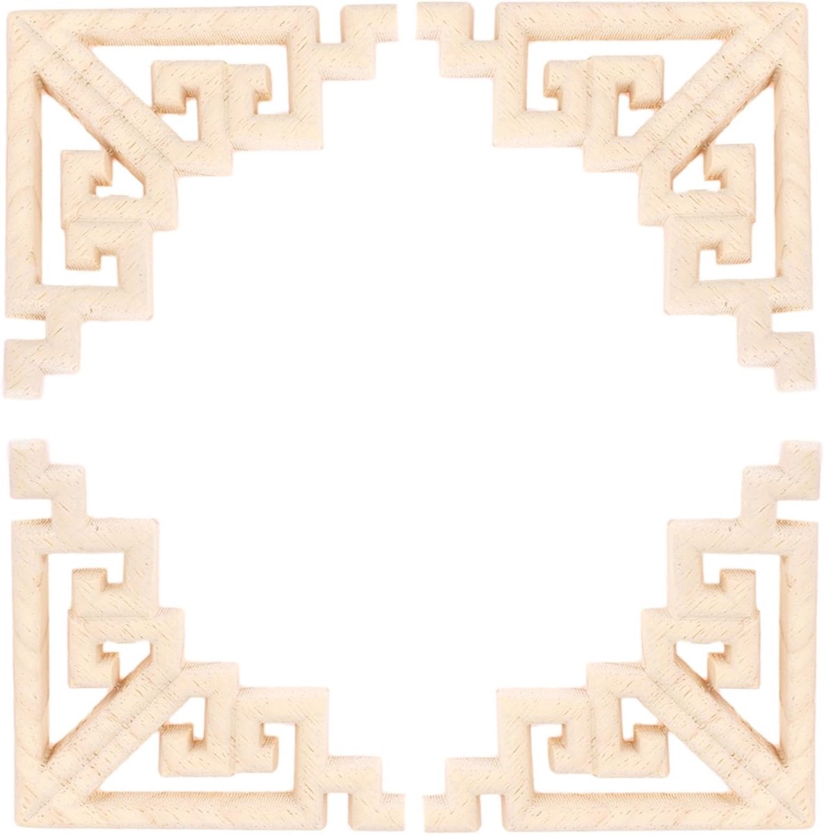 1 Pc Houten snijwerk Hoek Decal Decoratieve Bloemenplank voor Muren Deuren Kasten 8x8cm
