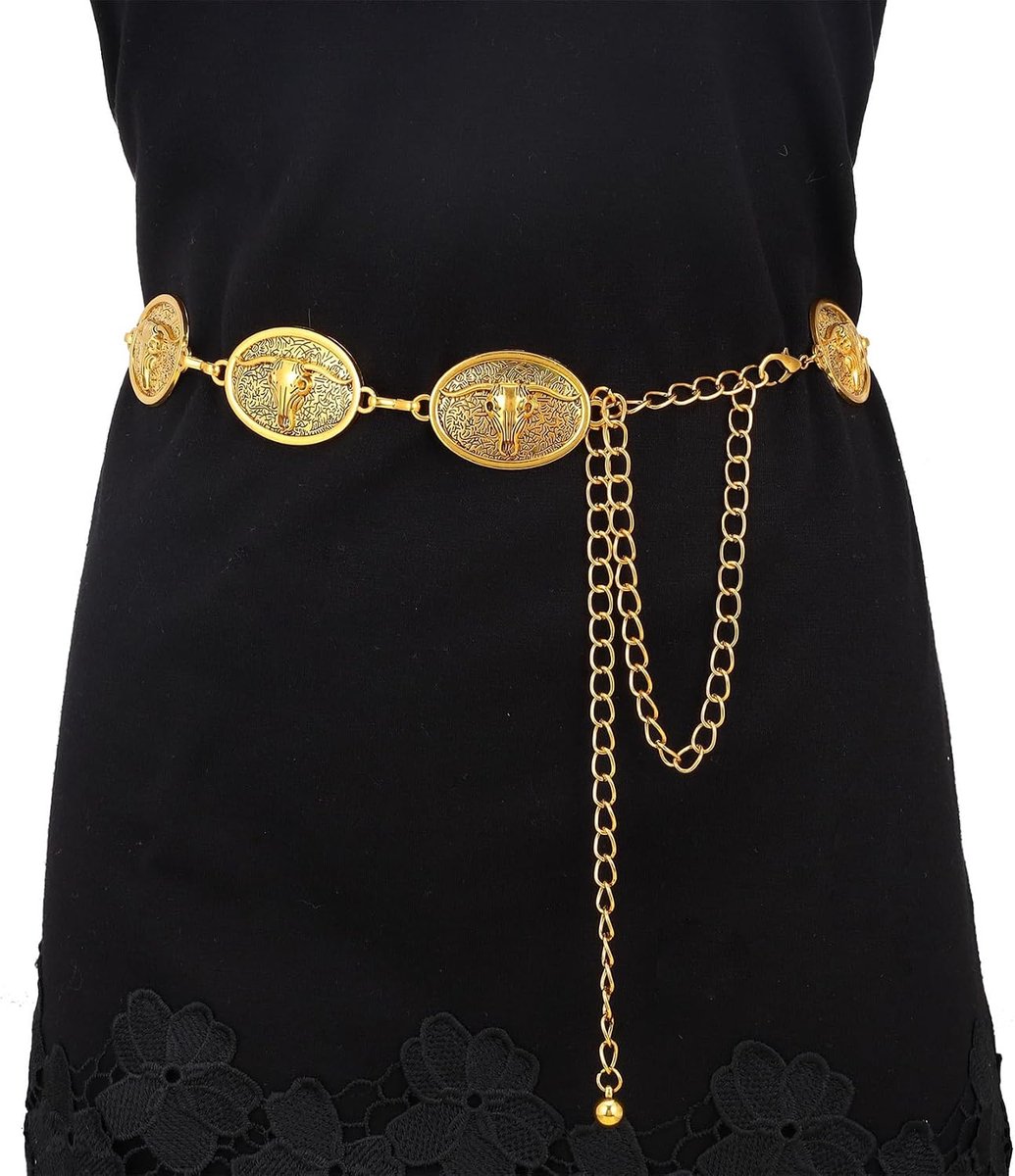Kettingen Taille Riem Voor Vrouwen Bohemian Westerse Stijl Concho Charms Link Kettingen Riemen voor Jurken Jeans