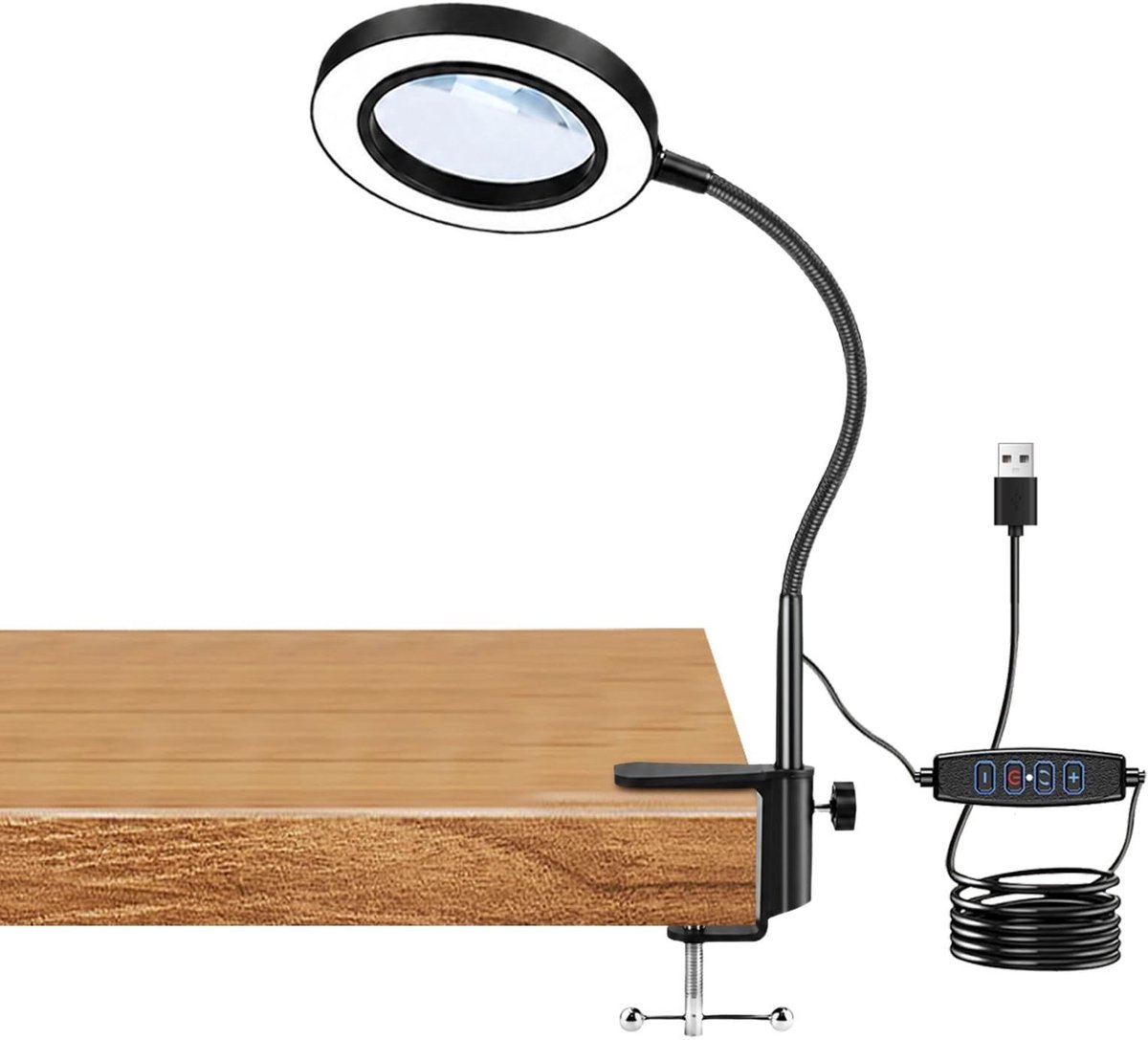 Omgoods - LED Vergrootglas met Klem en 10x Vergroting - Perfect voor Lezen en Knutselen