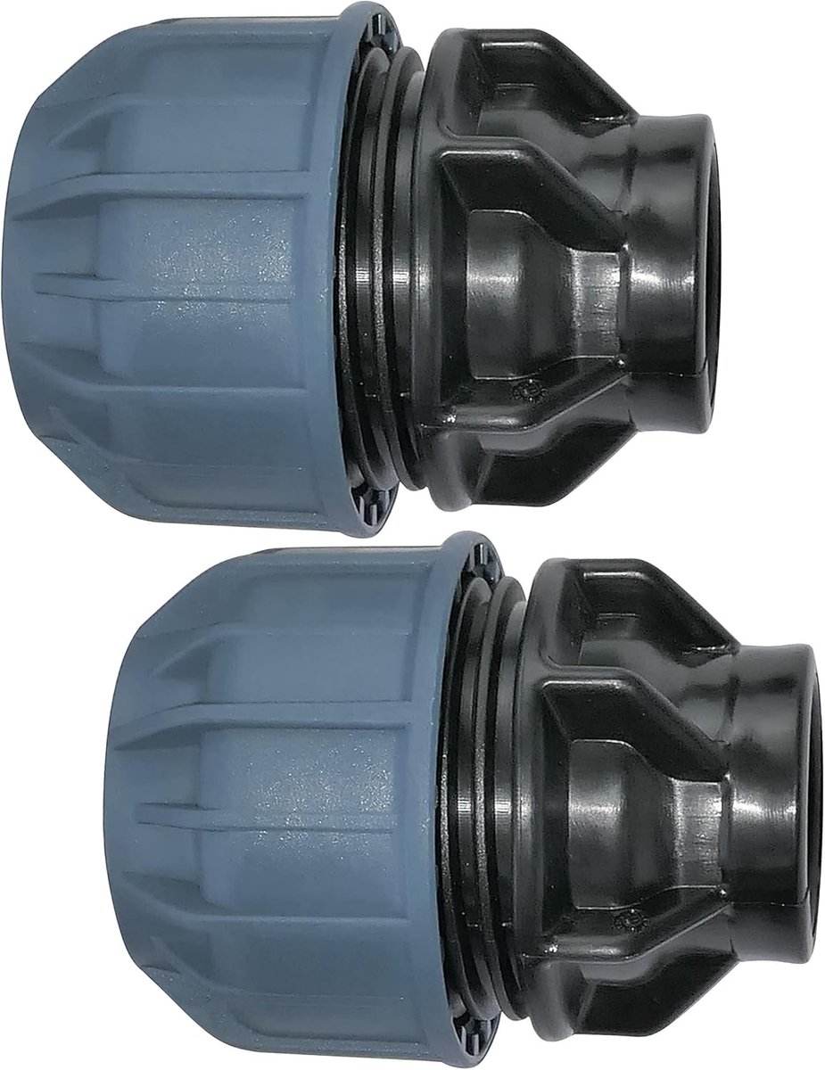 - C51932 - Set van 2 - Draadhuls/adapter - Rechte compressiereductie - 3/4" binnendraadaansluiting - voor Ø32mm buis - polypropyleen - connector/reparateur