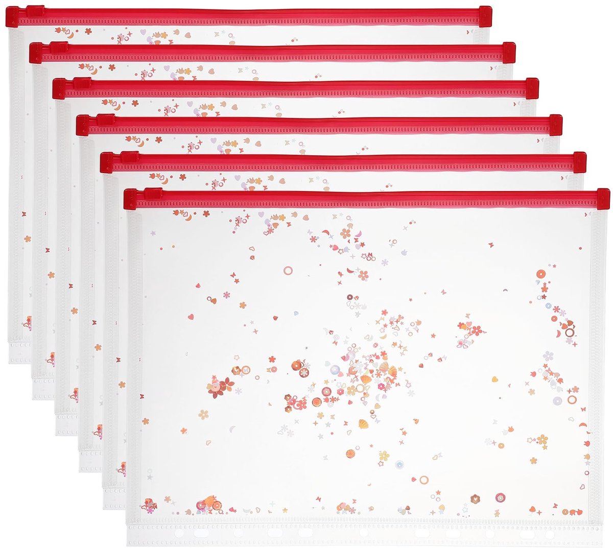 Omgoods - 6 Stuks A4 Plastic Ringbandrits - Rood