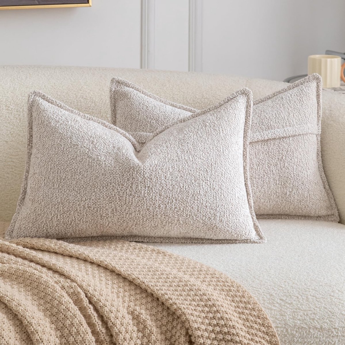 Omgoods - Set van 2 Decoratieve Kussenhoezen - Boho Chenille Kussens voor Sofa en Slaapkamer