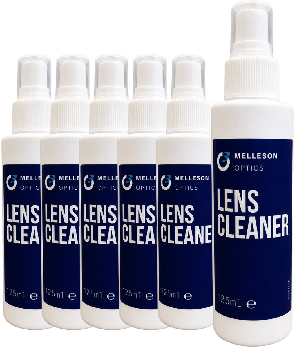 Melleson Optics - Lens Cleaner 6 x 125 ml - Brillenreiniger voor Glazen van Plastic en Glas - Veilig voor Anti-Reflecterende Coatings