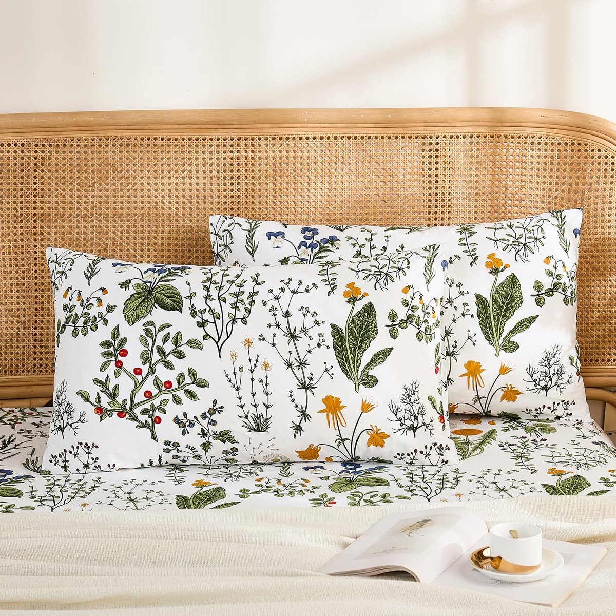 Omgoods - Set van 2 Katoenen Kussenslopen 50x75cm Vintage Groen