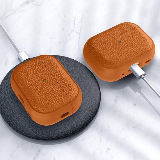 compatibel met AirPods Pro 3 met polsbandje, TPU-beschermhoesje compatibel met AirPods Pro 3e generatie met reinigingsset, textuur ontwerp, valbestendig, schokbestendig, oranje van compatibel — afbeelding 2