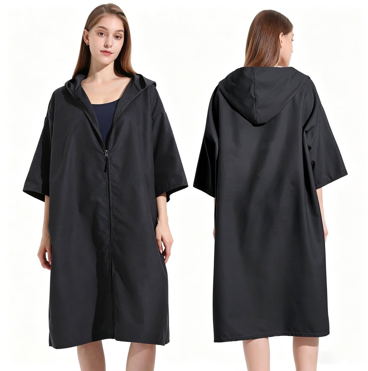 Omgoods - Poncho Handdoek met Rits, Sneldrogend Microfiber voor Volwassenen