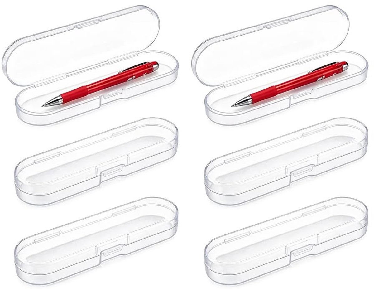 Omgoods - 2 Transparante Plastic Etuis - Slanke Opbergdozen voor Pennen en Make-up