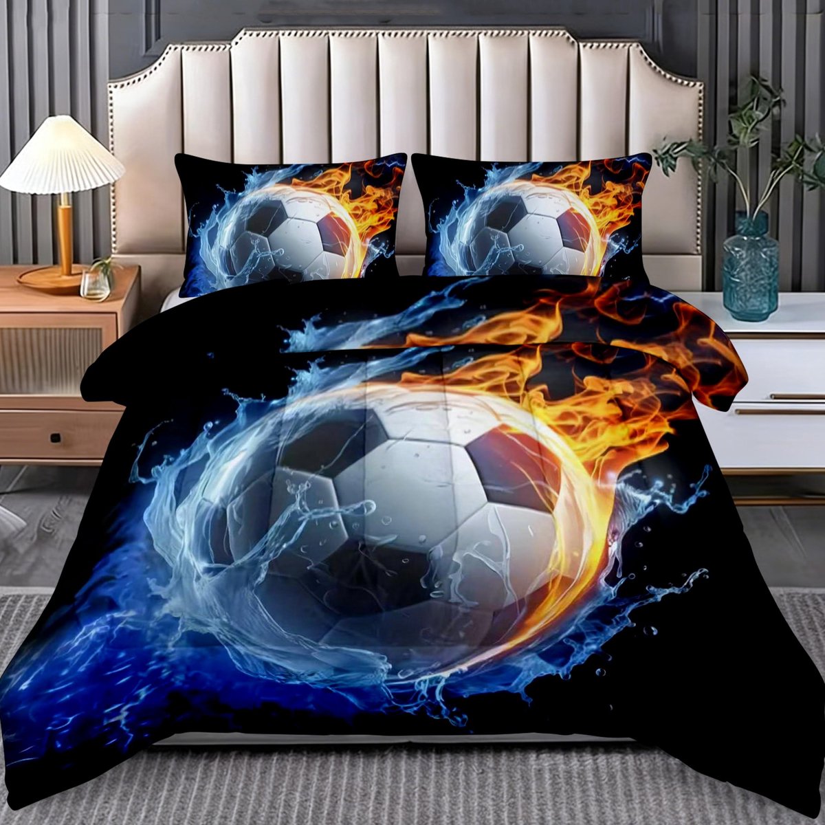 Omgoods - 3D Gedrukt Microfiber Dekbedovertrek met 2 Kussenslopen 135 x 200 cm