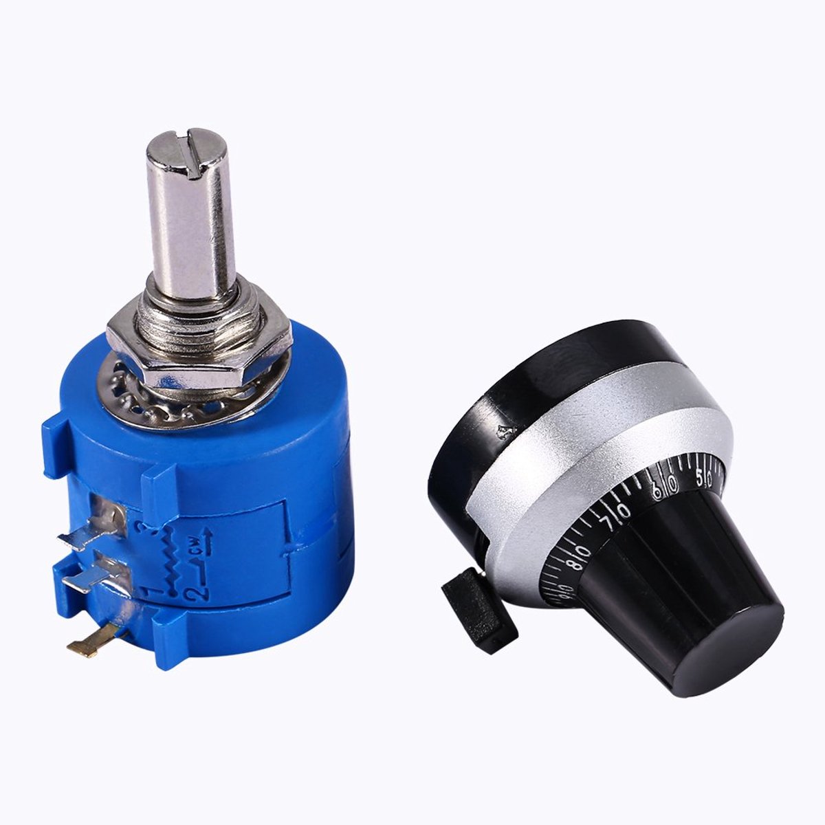 10K Ohm potentiometer, draaibaar, precisie, 10 K, opgerold met knop, 3590S-2-103L