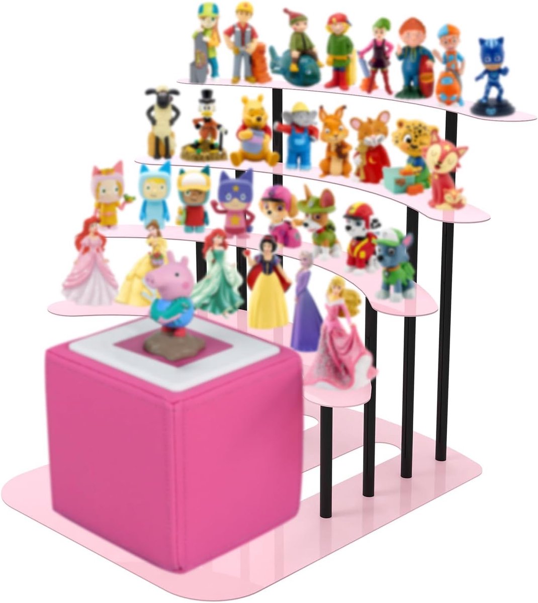 Plank voor Tonie, metalen displaystandaard voor Toniebox, opbergrek voor 30-40 figuren, kinderkamerdecoratie, cadeaus voor kinderen (roze)