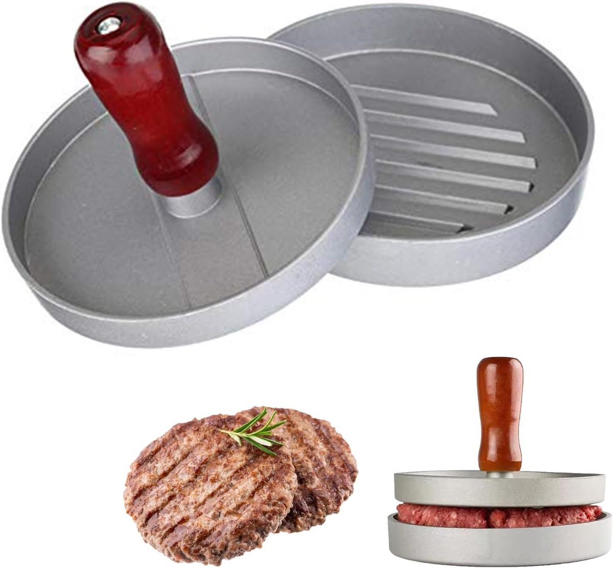 Hamburgerpers van aluminium, anti-aanbak-hamburgerpers, hamburgerpers, hamburgerpers, hamburgerpers, hamburgerpers, hamburgerpers van aluminium, hamburgerpers, met handvat, hamburgerpers set voor het