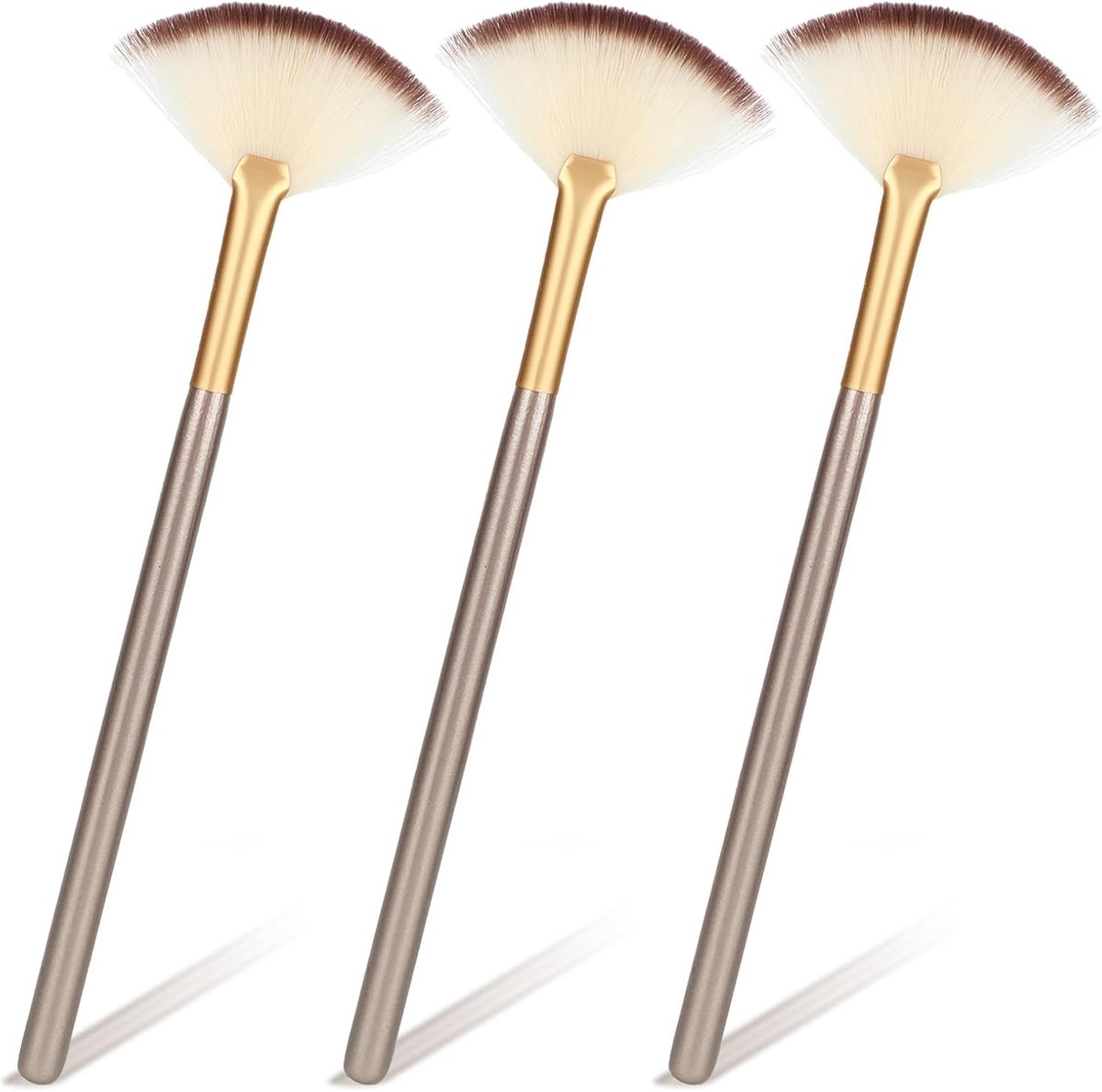 3 stuks waaierborstels, zachte make-up borstel gezichtsventilator applicator borstels gezichtsmasker borstel cosmetische toepassingen gereedschap met comfortabel houten handvat voor meisjes