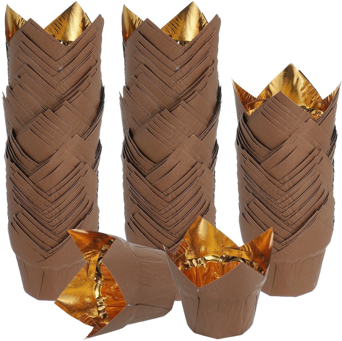 Omgoods - 100 Stuks Tulpen Bakvormen - Aluminiumfolie met Anti-aanbaklaag voor Bruiloften en Feesten
