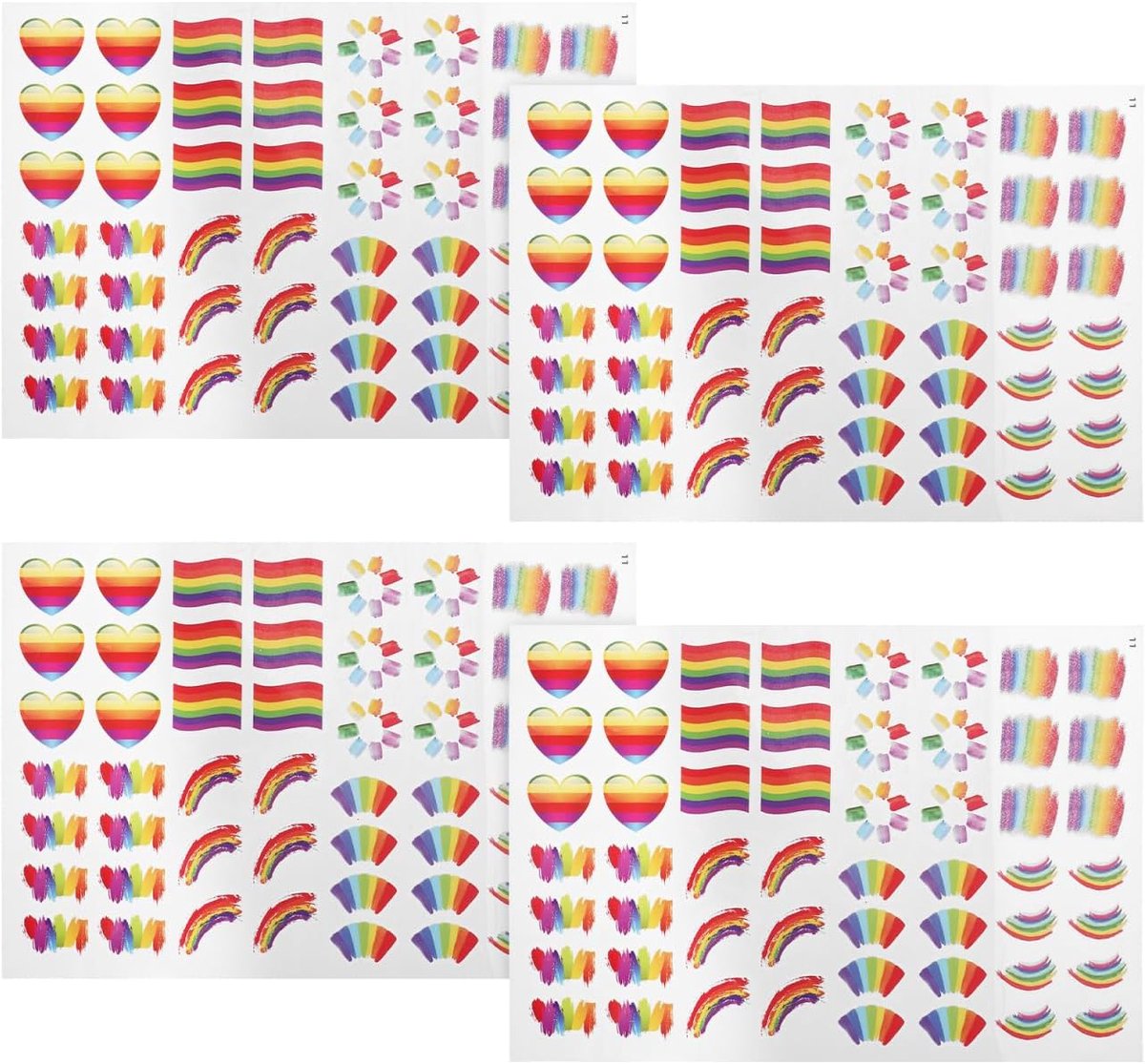 4 vellen zelfklevende gezichtsstickers regenboogstickers voor sport festival party lichaamsdecoratie tijdelijke tatoeages