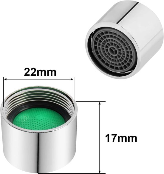 M22 straalregelaar mengmondstuk beluchter 4-delige set waterkraan bubbler, mengpatroon kraan zeef, Honeycomb perlator verchroomd — afbeelding 4