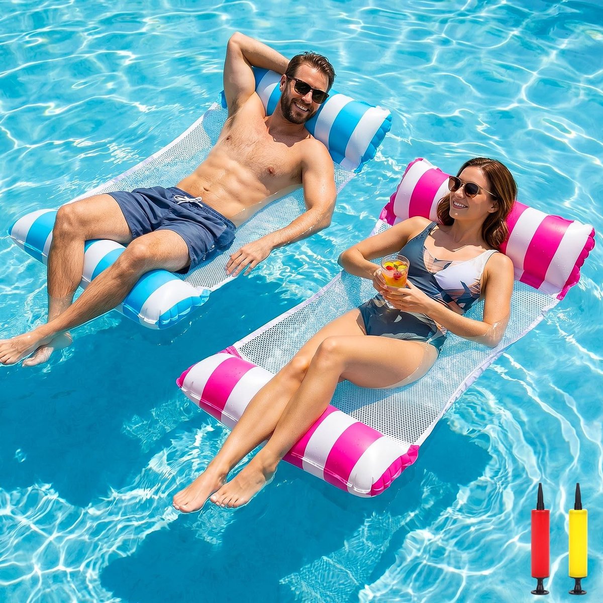 Omgoods - 2 Stuks Opblaasbare Hammock - Zwembadmatras voor Volwassenen en Kinderen