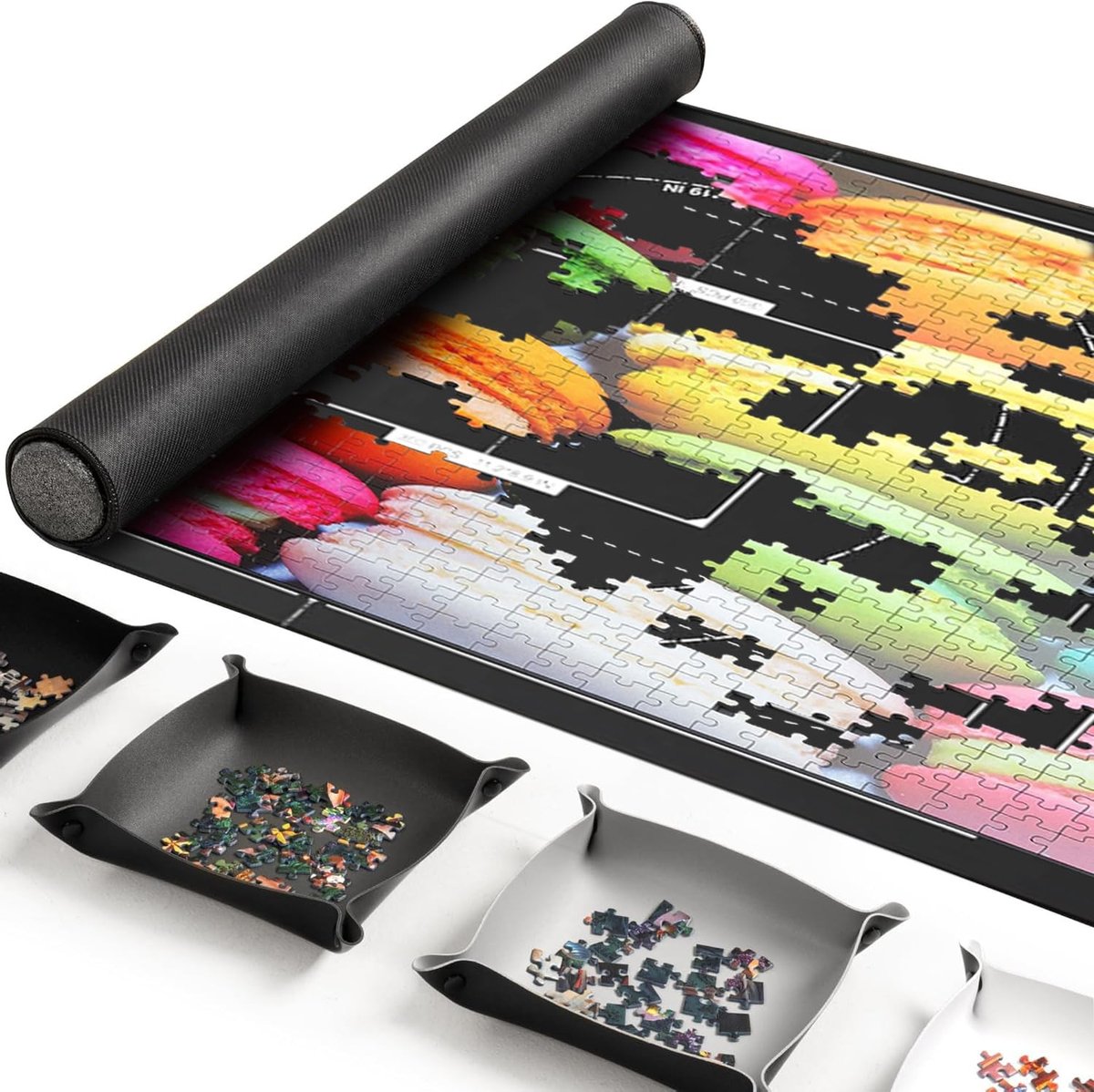 Omgoods - Puzzelmat met 4 Sorteringscompartimenten voor Puzzels tot 1500 Stukken