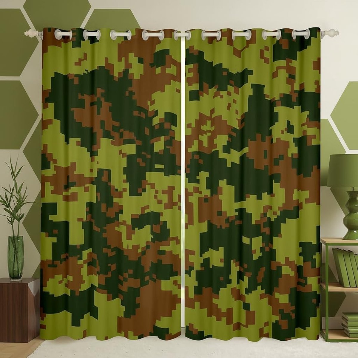Omgoods - Camo Raamgordijnen - Militair Thema met Camouflageprint 137 x 117 cm