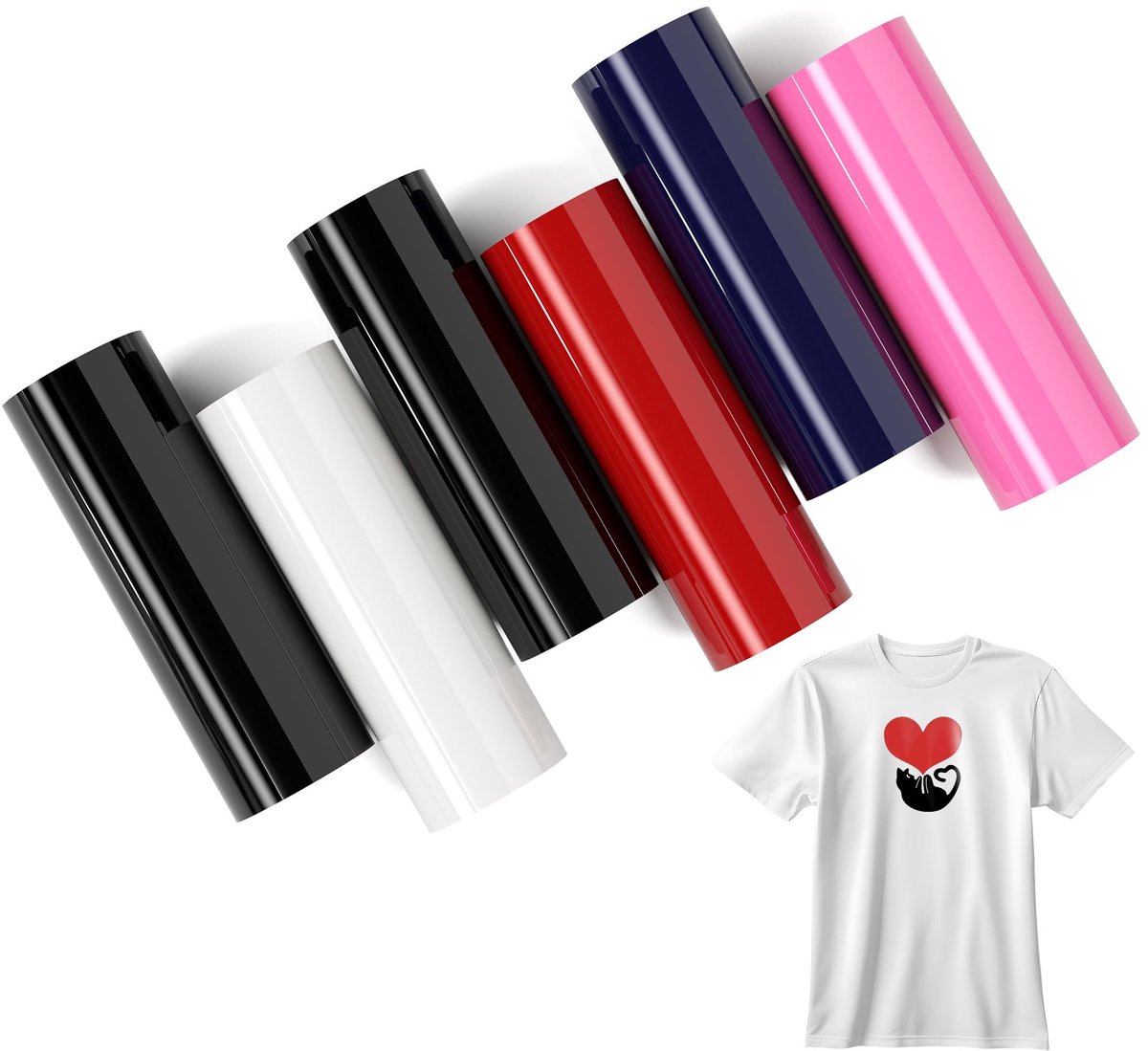 Omgoods - Flexfolie Rollen - 6 rollen 11,4 cm x 183 cm in 5 Kleuren