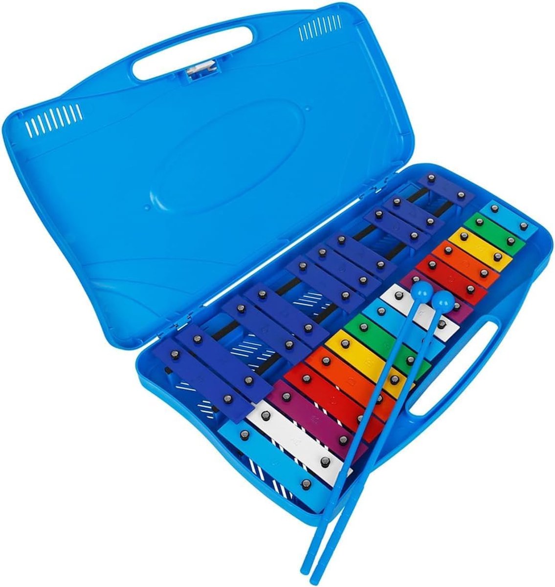 Professional Diatonic Klokkenspel met 25 toetsen, voor een muziekinstrument, upgrade van Xylofoon, met twee hamers, blauw