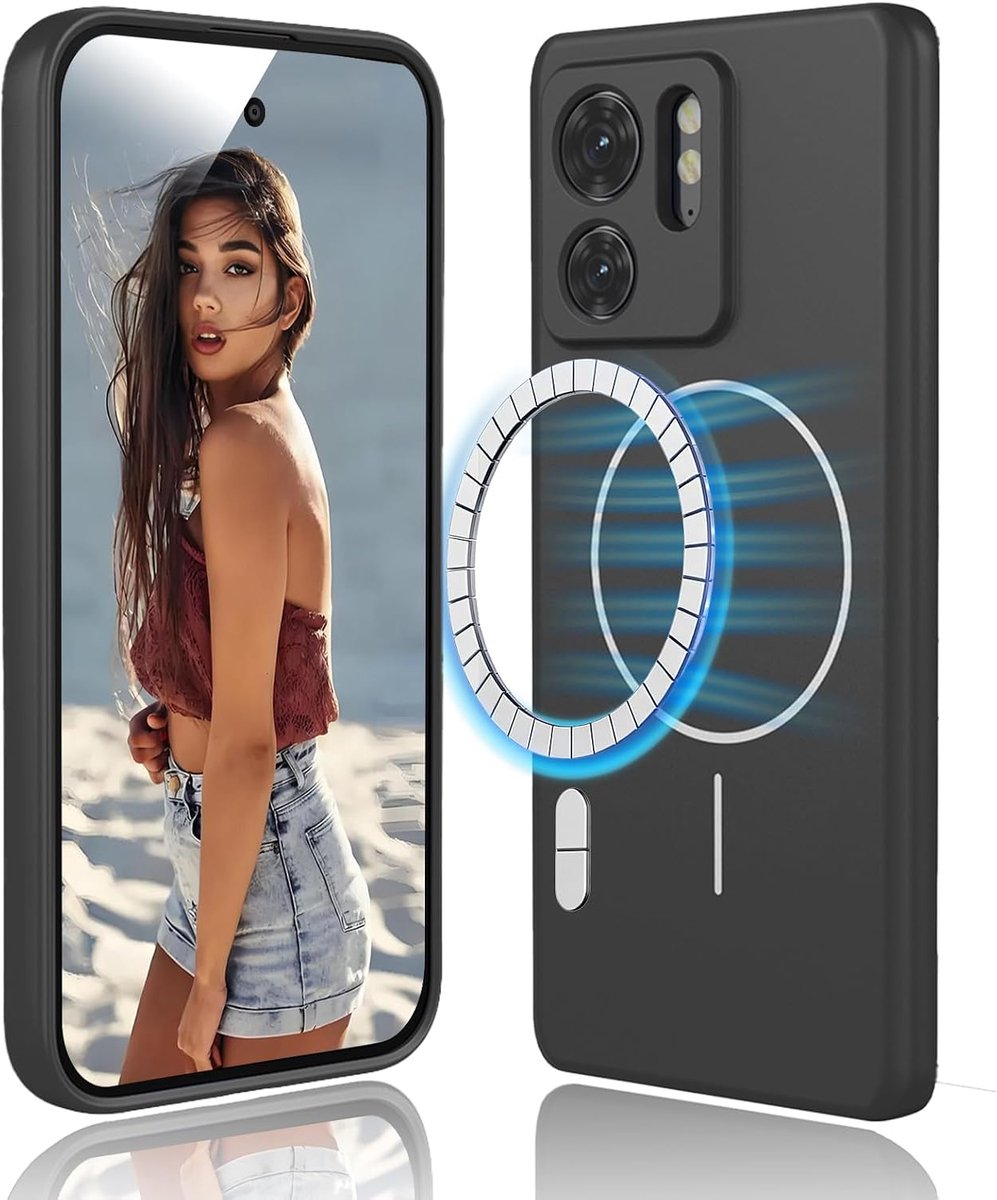 Magnetisch voor Motorola Moto Edge 40 5G (Not for 40 Neo) - Telefoonhoesje van Vloeibaar Siliconen, Schokbestendig Case, Compatibel met Magnetische Accessoires, Zwart