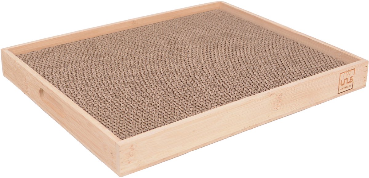 UNUS® Krabplank met houten frame – Krabkarton voor katten bamboe 40x32cm
