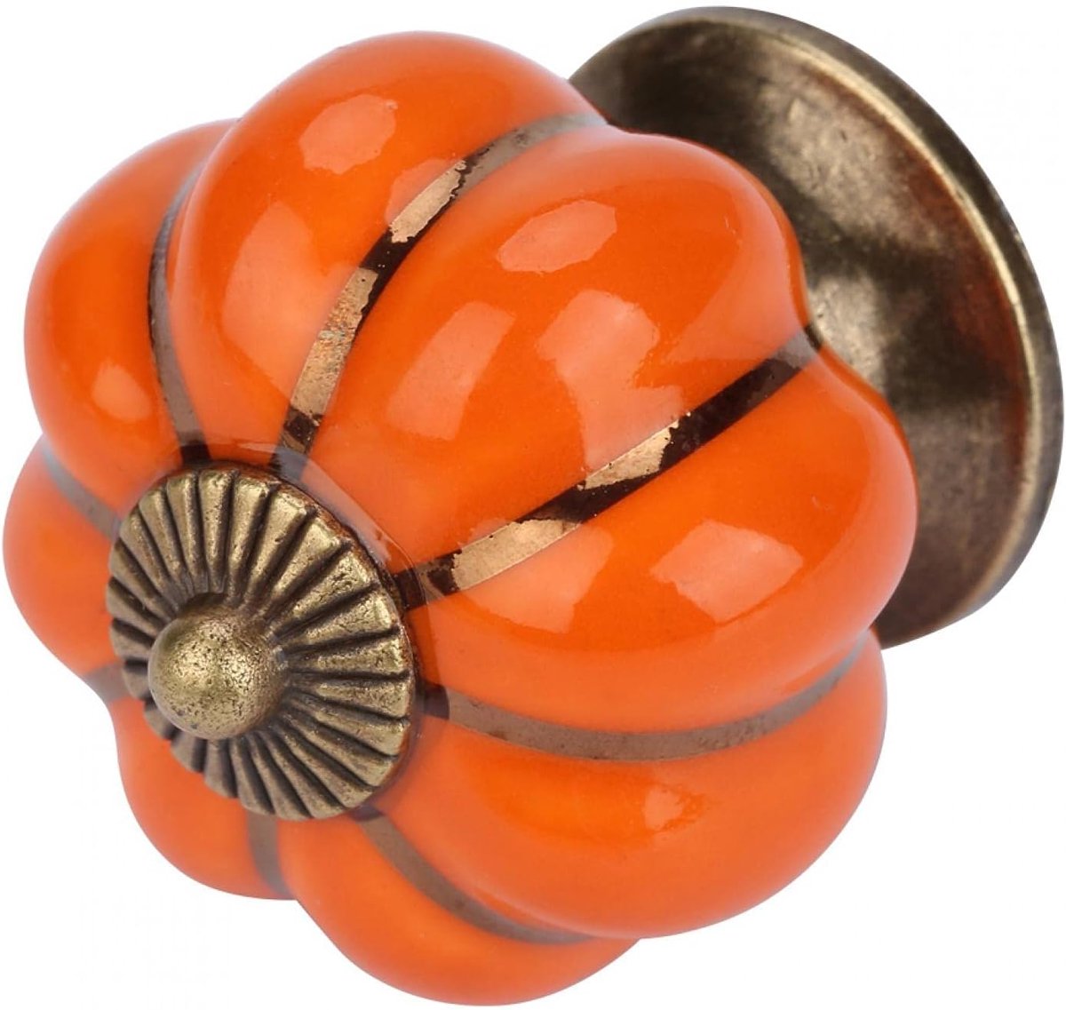 Kastknoppen en handgrepen, keramische pompoenknoppen, Europese stijl, handgreep voor kamerkast voor laden, kast, designer, handgeschilderde kleerkasten (8 kleuren) (oranje)