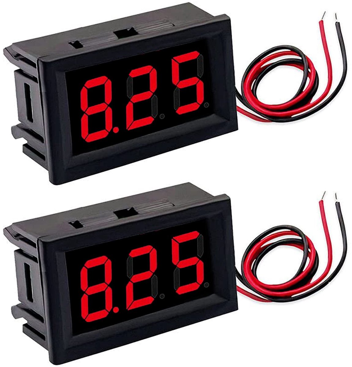 2 St DC 4.5V-30V Digitale Spanningsweergave, 0,56 "2-Draads LED Voltmeter Weergave Spanningstester Meter Spanningsmeter (rood)