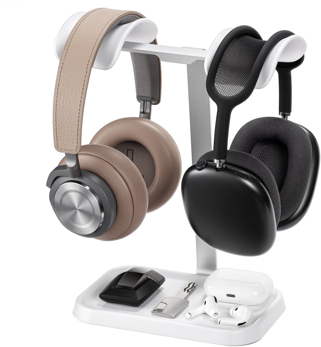 Omgoods - Dual Headphone Stand - Stabiele Koptelefoonstandaard met Opbergruimte