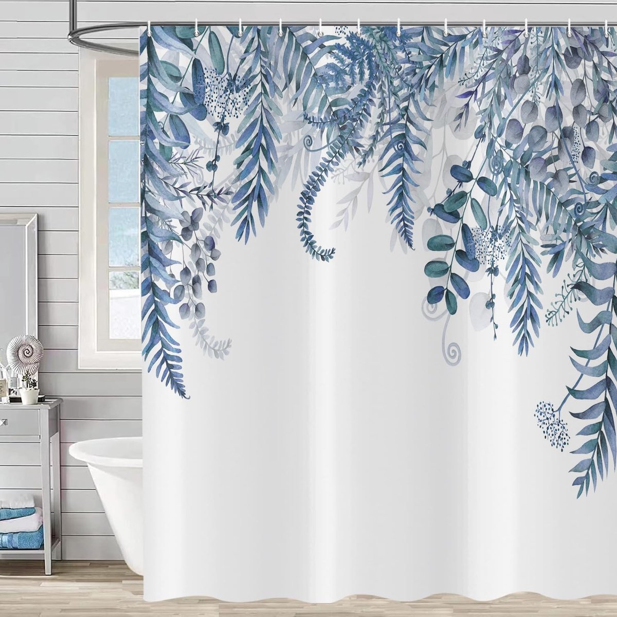 Omgoods - Eucalyptus Douchegordijn 180 x 200 cm met Waterverf Patroon