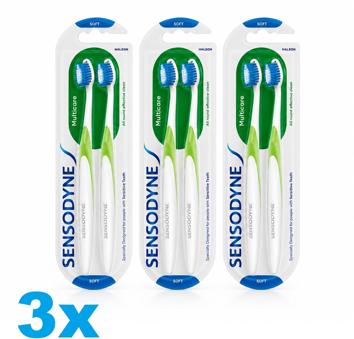 Sensodyne Multicare Soft Tandenborstel – Voor Gevoelige Tanden – 3 x 2 Stuks – 6 Stuks