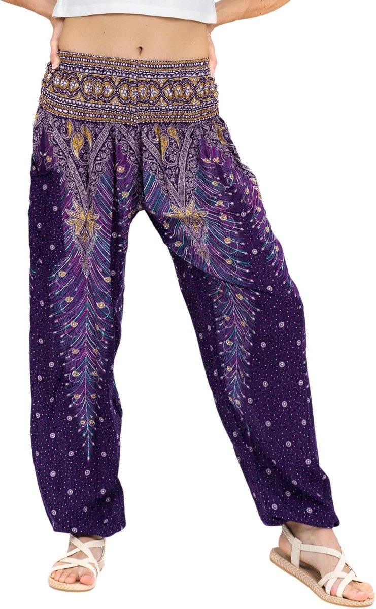 Harem Yogabroek voor dames S-4XL Hippie Boho PJs Lounge Beach Print Plus