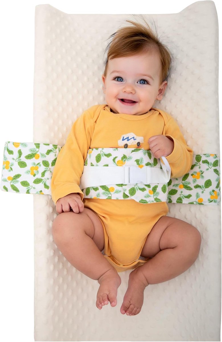 Veiligheidsriem voor Aankleedkussen & Verschoontafel, Baby, Groen | Verstelbare veiligheidsriem antivlucht voor aankleedkussen. Zacht, reinigbaar, universeel met extender. 0-24 mnd.