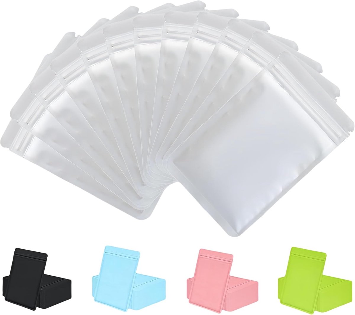 100 hersluitbare zak met opake aluminium rits, mat gekleurde voedselzak, anti-geur-polyesterzak, zak voor het bewaren van monsters van levensmiddelen (wit, 8x13 cm)
