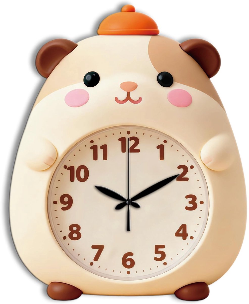 Omgoods - Schattige 12 Inch Cavia Wandklok - Decoratieve Klok voor Woonkamer en Slaapkamer