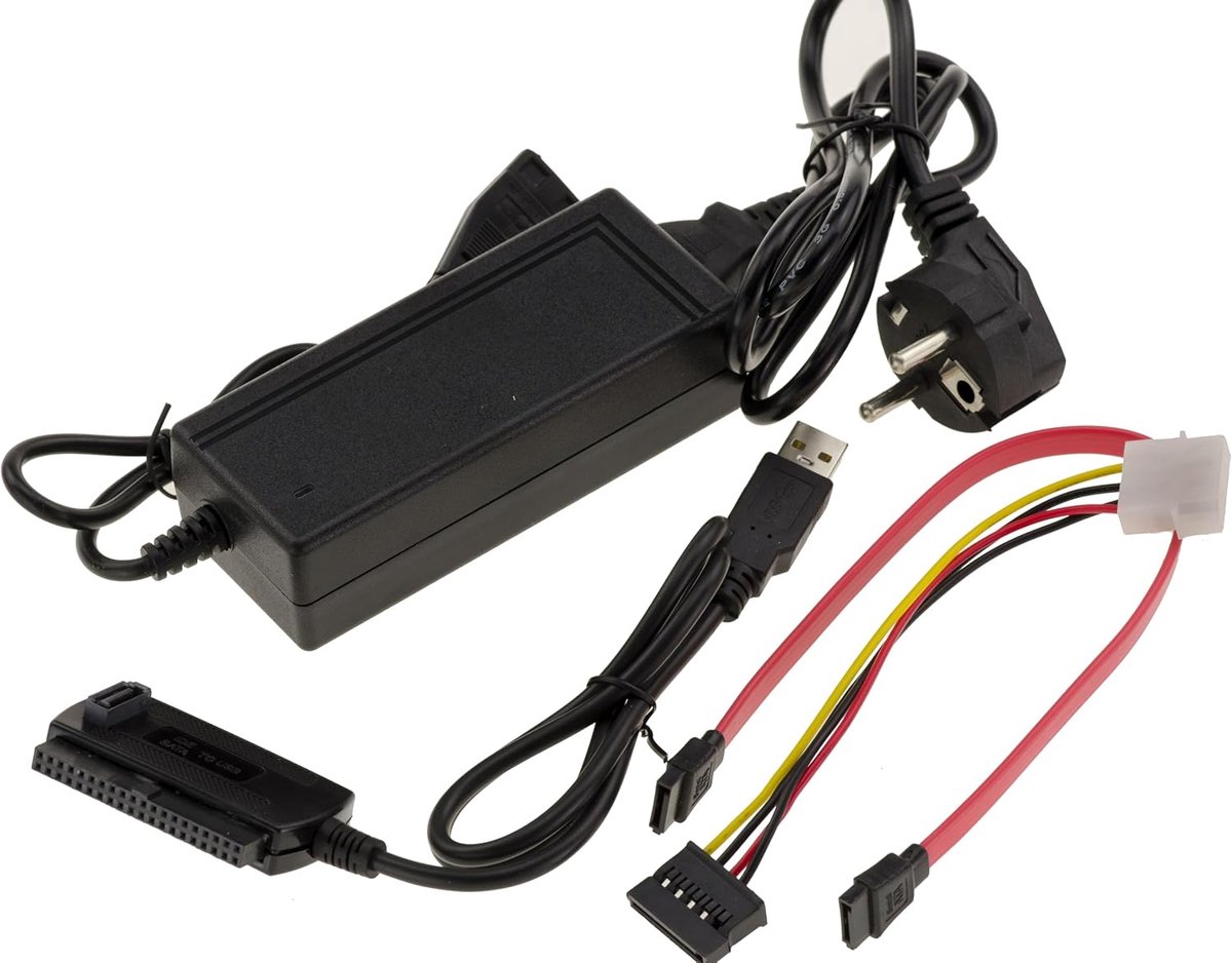 USB-converter voor IDE of Sata 2.5 3.5 5.25 harde schijf met voeding meegeleverd