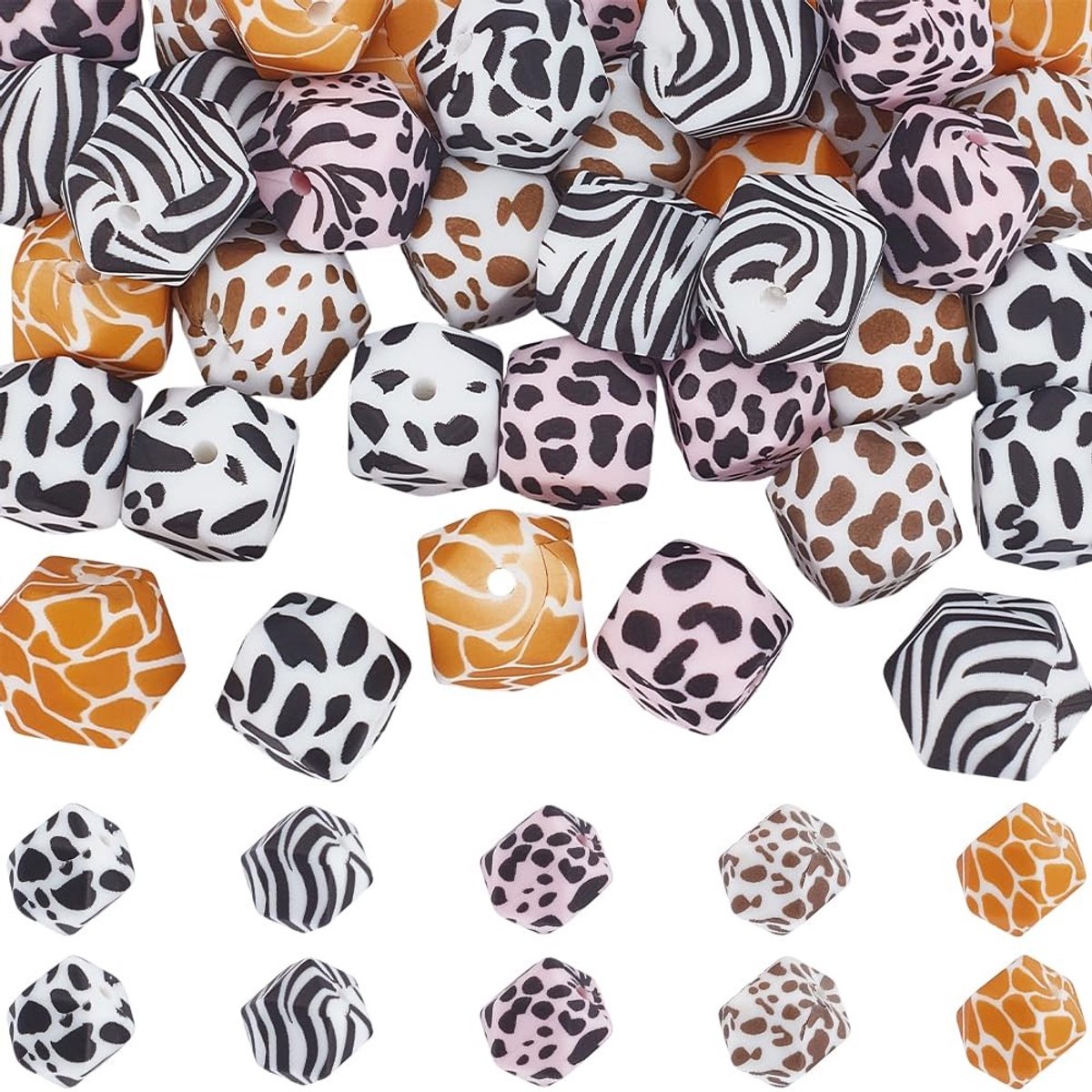 Omgoods - 50 Stuks Leopard Silicone Beads - DIY Kralen voor Sieraden
