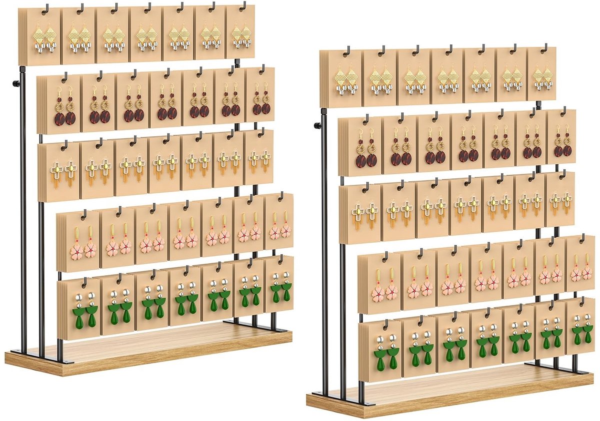 Omgoods- Sieradenstandaard met 35 haken - Sieradenhouder voor oorbellen/halskettingen - Sieradenrek - Sieradenorganizer - Verfijnde displaystandaard - Rustieke stijl