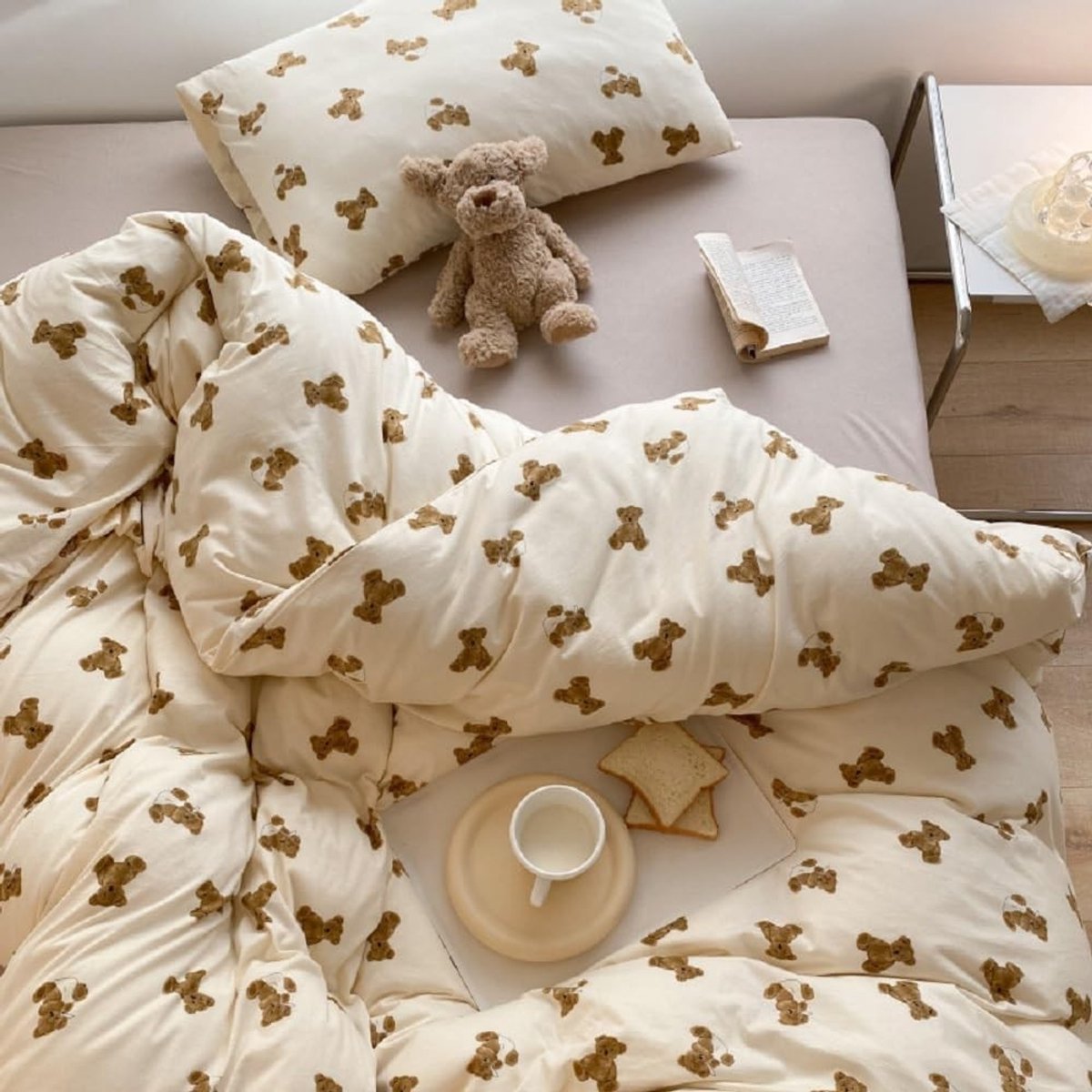 Omgoods - Aantrekkelijke Beren Bedlinnen Set voor Kinderen, Microfiber