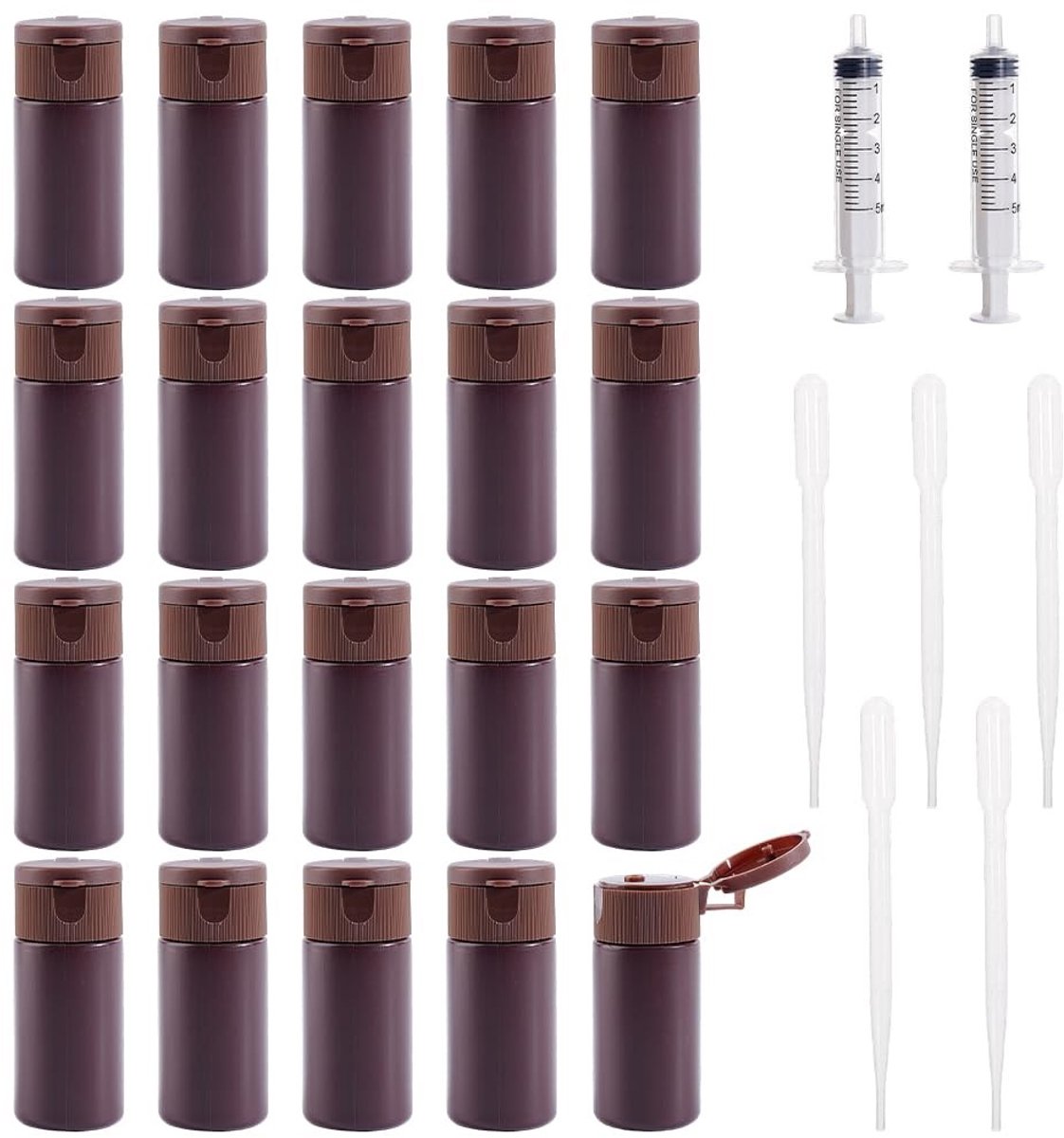 Omgoods- Reisflessen 20 stuks 30 ml - Knijpflesjes - Plastic Flip-dop - Voor make-up/lotion - Reisaccessoires - Compact formaat - Toilettas