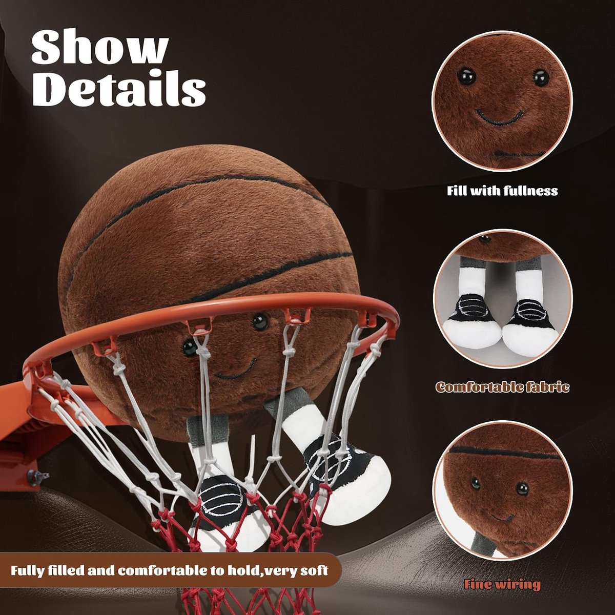 Pluche, basketbalkussen, pluche speelgoed, basketbalcadeau voor basketballiefhebbers en meisjes van jongens