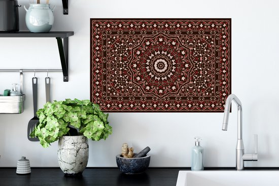 Stickers muraux - Motifs - Mandala - Tapis - Rouge - 60x40 cm - Film Adhésif