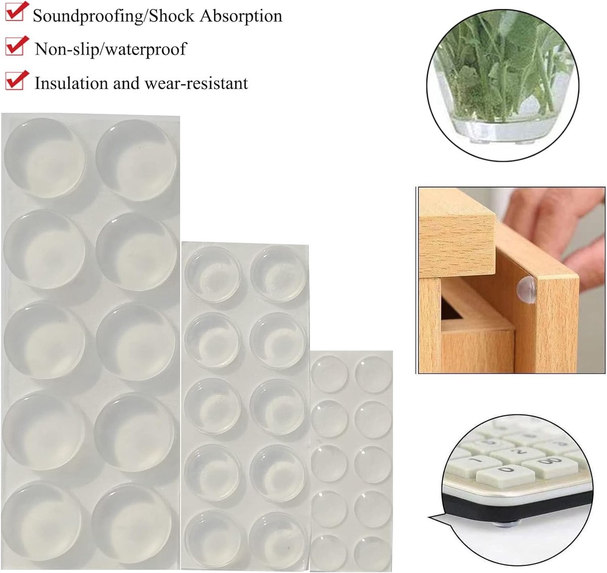 transparant, zelfklevend, deurstopper voor aan de muur, zelfklevend, deurklinkbuffer vloer, hoogwaardige deurklinkbescherming, wandbescherming, deurbuffer en deurklinkbuffer