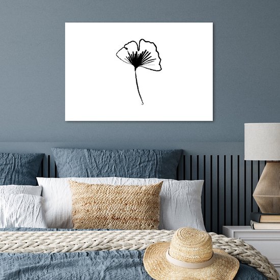 Poster 90x60 cm - Line art - Bloemen - Zwart - Wit - Posters - Kamer decoratie - Wanddecoratie woonkamer - Muurdecoratie slaapkamer - Kerstversiering - Kerstdecoratie voor binnen - Kerstmis